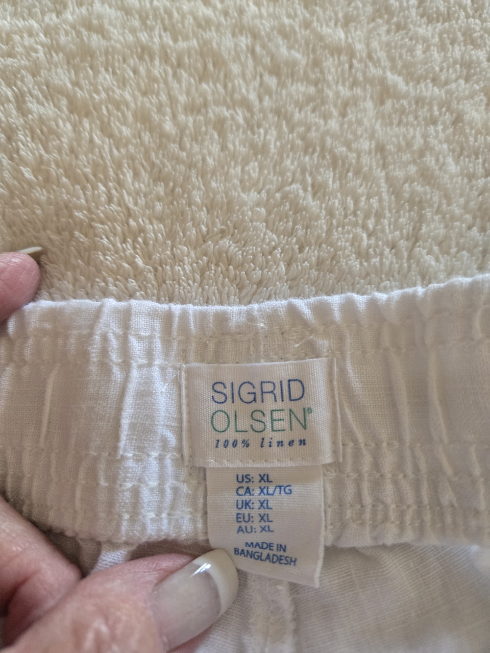 Sigrid Olsen White Drawstring Wide-Leg Linen Pants XL - Picture 3 of 7